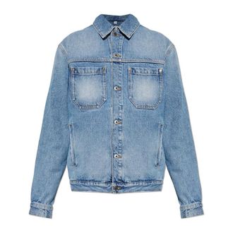 Off-white Denim Shirts, male, Blue, Size: 2XL Denim Shirt with Printed Logo