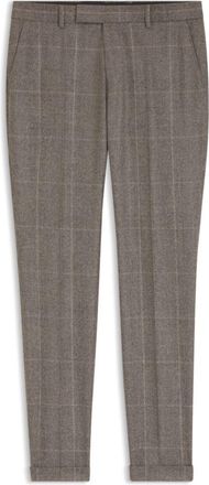 BOSS Checked slim-fit pants in Italian virgin wool