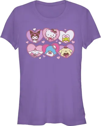 Hello Kitty Juniors Hello Kitty Cute Hearts and Portraits T Shirt in Purple at Nordstrom, Size Xx-Large