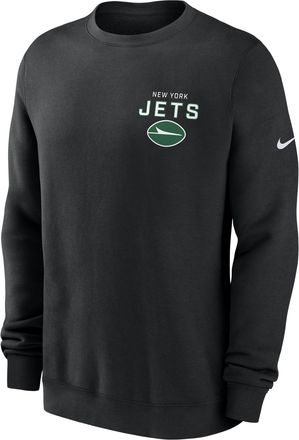 Nike New York Jets Draw Block Club Nike Mens NFL Pullover Crew in Black | NKPV00A72-KU0