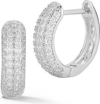 Glaze Jewelry Pav&eacute; Cubic Zirconia Hoop Earrings in Silver at Nordstrom Rack