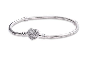 Pandora Moments Silver Bracelet with Pave Heart Clasp