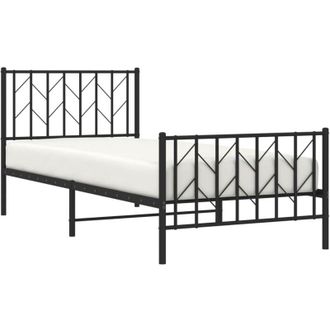 vidaXL Estructura Cama Sin Colch&oacute;n Con Estribo Metal Negro 90x200 Cm Vidaxl