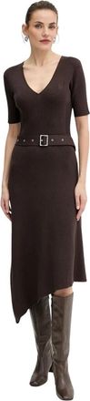 Karl Lagerfeld Midi Jurk - Dames - Casual kleedjes - Bruin - XS - Leer - Kleedjes