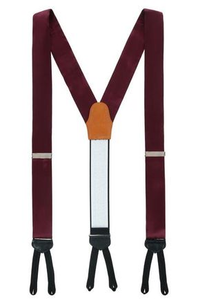 Trafalgar Store Sutton Solid Silk Suspenders in Burgundy at Nordstrom