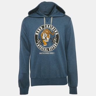 Dolce & Gabbana Blue Tiger Print Cotton Hoodie L
