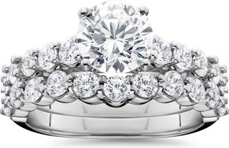 Pompeii3 2 1/15ct Diamond Engagement Ring With Matching Wedding Band 14K White Gold