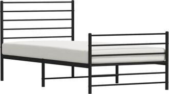 vidaXL Metal Bed Frame without Mattress with Footboard Black 107x203cm Vidaxl