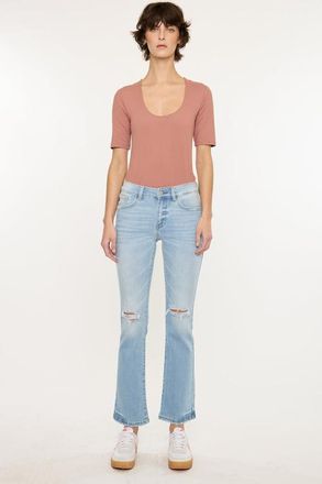 Kancan Coraline Essentials Mid Rise Kick Flare Jeans in Light Wash at Nordstrom, Size 27
