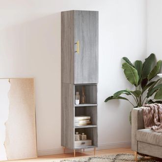 Berkfield Home Highboard Grey Sonoma 34.5x34x180 cm Engineered Wood