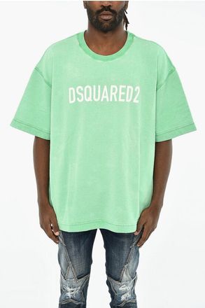 Dsquared2 Acid Wash Effect Crew-Neck Sweatshirt with Short Sleeve size Xxl