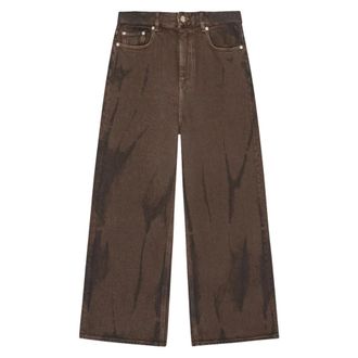Ganni Wide Jeans, female, Brown, Size: W30 Overdyed Heavy Denim Baggy Jeans