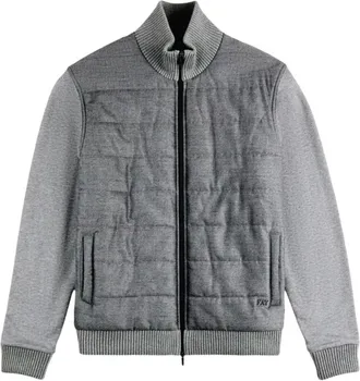 Fay Jassen, Heren, Grijs, XL, Katoen, Giubbino Zip Ricamo
