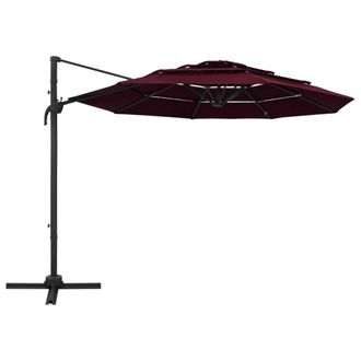 Berkfield Home 4-Tier Parasol with Aluminium Pole Bordeaux Red 3x3 m in Burgundy
