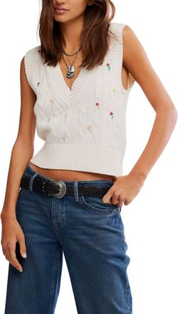 Free People Plumeria Floral Vest In Ivory Combo