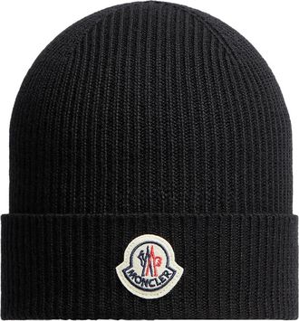 Moncler Moncler Wool Beanie, Men, Black, Size: One Size