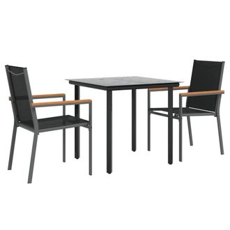 Berkfield Home Beautiful 3 Piece Garden Dining Set Black Textilene & Steel