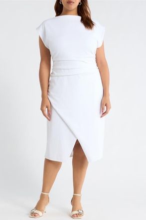 Nordstrom Cap Sleeve Ruched Dress in White at Nordstrom, Size 3 X