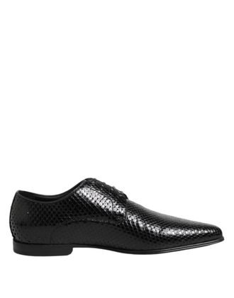 Dolce & Gabbana Black Exotic Leather Lace Up Derby Mens Shoes