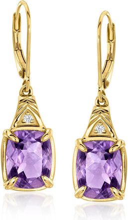 Ross-Simons Amethyst Drop Earrings With Lab-Grown Diamonds in 18kt Gold Over Sterling