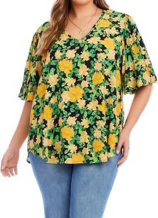Karen Kane Puff Sleeve Top - Plus In Floral Print