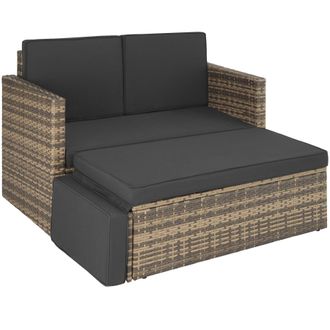TecTake Garden Sofa Corfu in Natural | Size: 2 Seater