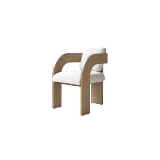 Tikamoon Silla de mindi macizo y tela color crudo