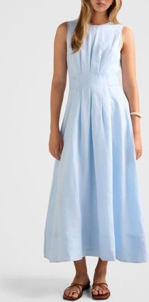 Ever New Rosie Tuck Detail Sleeveless Linen Dress in Bluebell at Nordstrom, Size 10