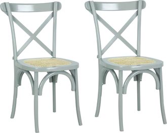 Jonathan Y Designs Cassis Classic Traditional X-Back Wood Rattan Dining Chair, White/Natural (Set of 2)