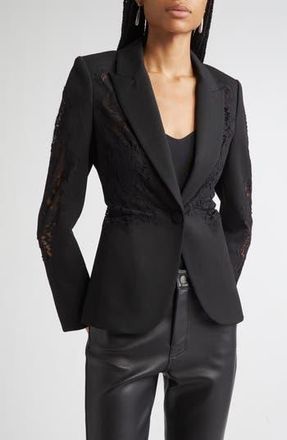 L'agence Clementine Lace Detail Jacket in Black at Nordstrom Rack, Size 14