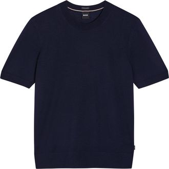 BOSS Boss Fine-knit Wool T-shirt - Navy - Xxl