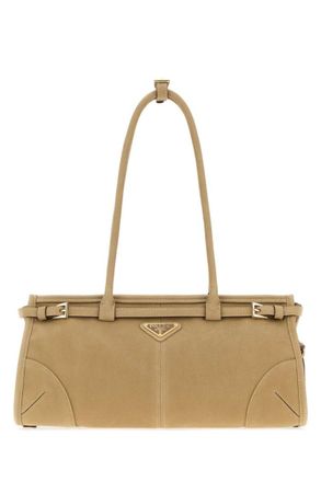 Prada Beige Logo Large Shoulder Bag