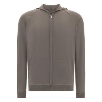 Boggi Milano Truien & Vesten, Heren, Beige, 2Xl, Wol, Merino wol volledige ritssluiting hoodie