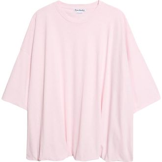 Acne Studios Gathered Oversize 1996 Logo Graphic T-Shirt in Baby Pink at Nordstrom, Size X-Small