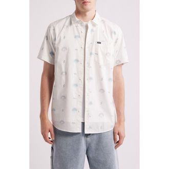 Rip Curl Hypno Micro Short Sleeve Button-Up Shirt in Bone at Nordstrom, Size Xx-Large
