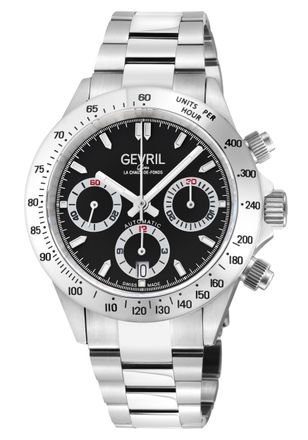 Gevril Group Mens New Amsterdam 44607B Swiss Automatic ETA 7750 Black Dial Special Edition Watch - Silver - One Size