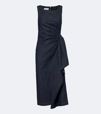 Dries Van Noten Draped denim midi dress
