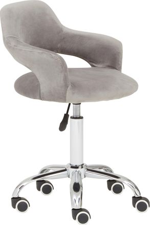 Premier Housewares Grey Velvet Home Office Chair with Curved Back