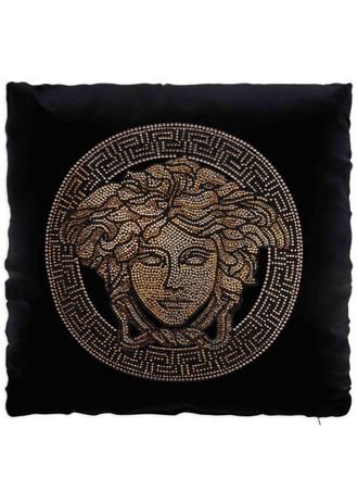 Versace Medusa-Head studded cotton cushion - unisex - Cotton - One Size - Black