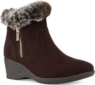 Karen Scott Carleenn Boots Womens Chocolate Suede Wedge Booties ZPO3812