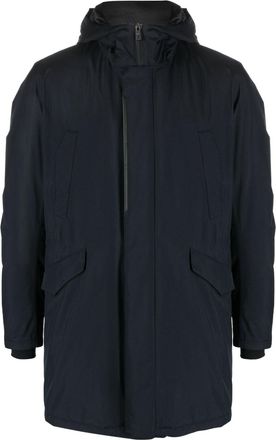 Herno flap-pockets hooded jacket - men - Polyester/Polyurethane/Polyamide/Feather Down - 60 - Blue