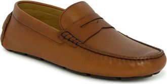 Vince Camuto Mens Vince Camuto Esmail Penny Loafer Dark Tan Leather Slip On Shoes ZAP1953