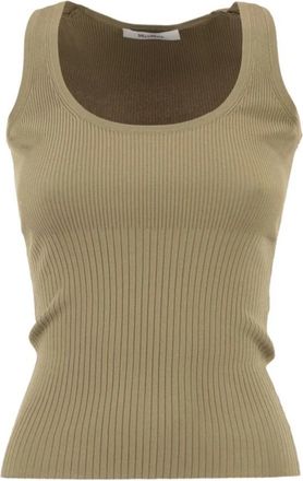 Max Mara Mxmghiro Ribgebreide Tanktop - Dames - Tops zonder mouwen - Groen - M - Polyester - Tops