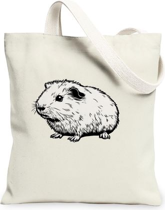 Generic Guinea Pigs Canvas Tote Bags, Animal Design Reusable Grocery Bags, Spring Vintage Lightweight Washable Shoulder Strap, White, 13x15 Inch
