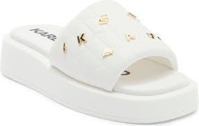 Karl Lagerfeld Opal Quilted Platform Slide Sandal in White at Nordstrom Rack, Size 7.5