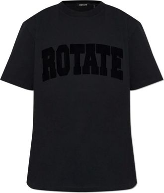 Rotate Rotate Birger Christensen, Tops, Dames, Zwart, S, Katoen, Logo T-shirt