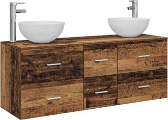 vidaXL Juego De Muebles De Ba&ntilde;o 3 Uds. Madera Envejecida Vidaxl