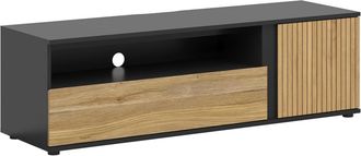 Petits Meubles Mueble TV 1 puerta 1 caj&oacute;n estratificado marr&oacute;n