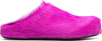 Marni Fussbet Sabot Calf-Hair Slippers Mules