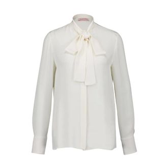 Valentino Garavani Shirts, female, White, Size: XS Silk Shirt with Scarf Detail